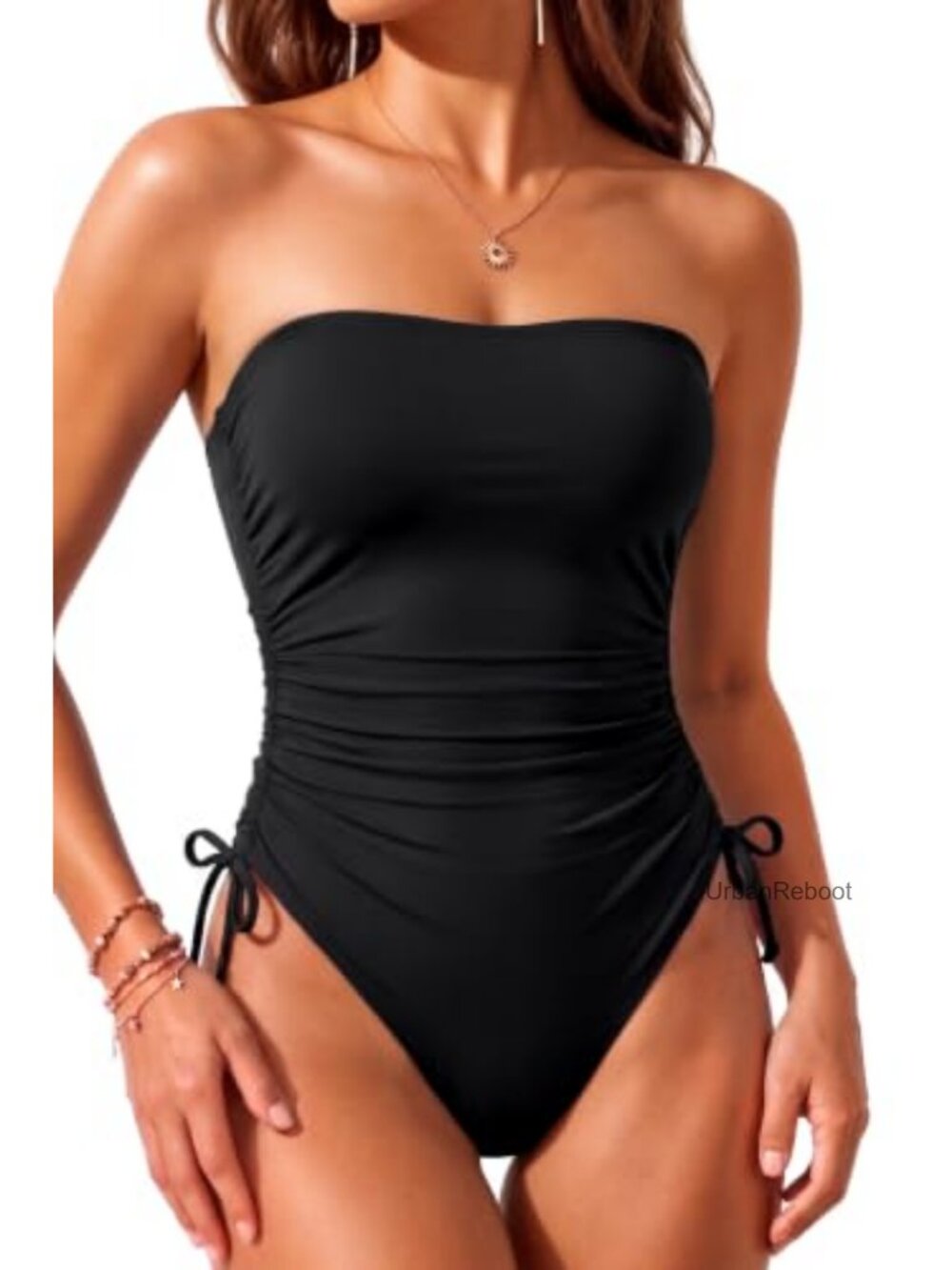 Strapless One Piece Swimsuit with Tummy Control - Bandeau Bathing Suit